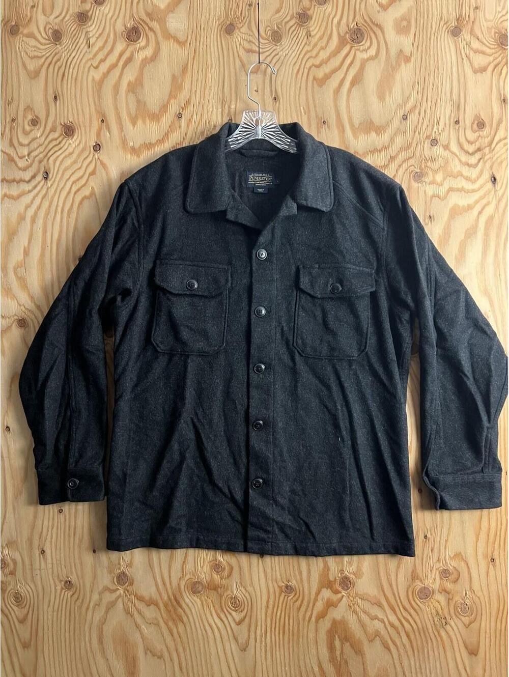 Pendleton Wool Cashmere Button Up Shirt Mens L Black Board Shirt Pockets
